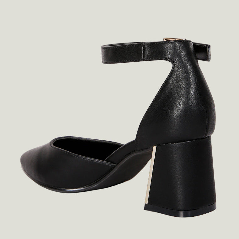 Myla – Metallic Sling Heeled Sandals | Elegante Blockabsatz-Sandaletten aus Kunstleder