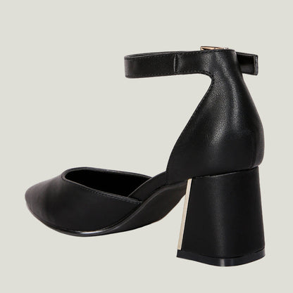 Myla – Metallic Sling Heeled Sandals | Elegante Blockabsatz-Sandaletten aus Kunstleder